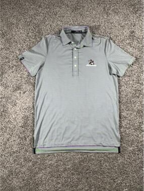 RLX Ralph Lauren Striped Polo Shirt Men’s  M  Logo Green Purple